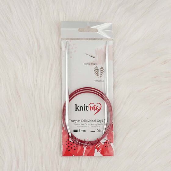 Knit-me Titanyum Çelik Misinalı Örgü Şişi 40 cm