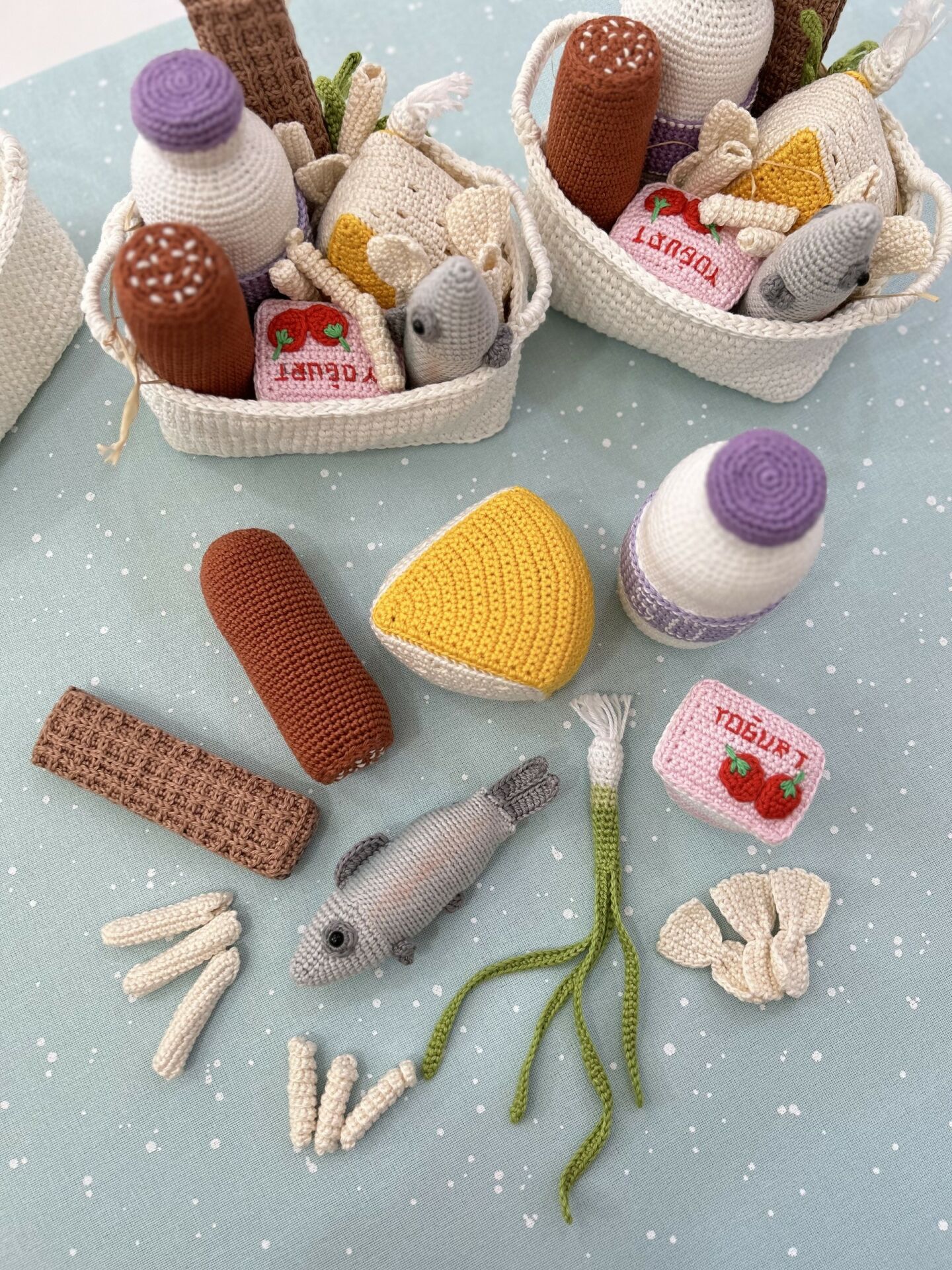 Amigurumi Yiyecek Seti Sepetli 17 Parça