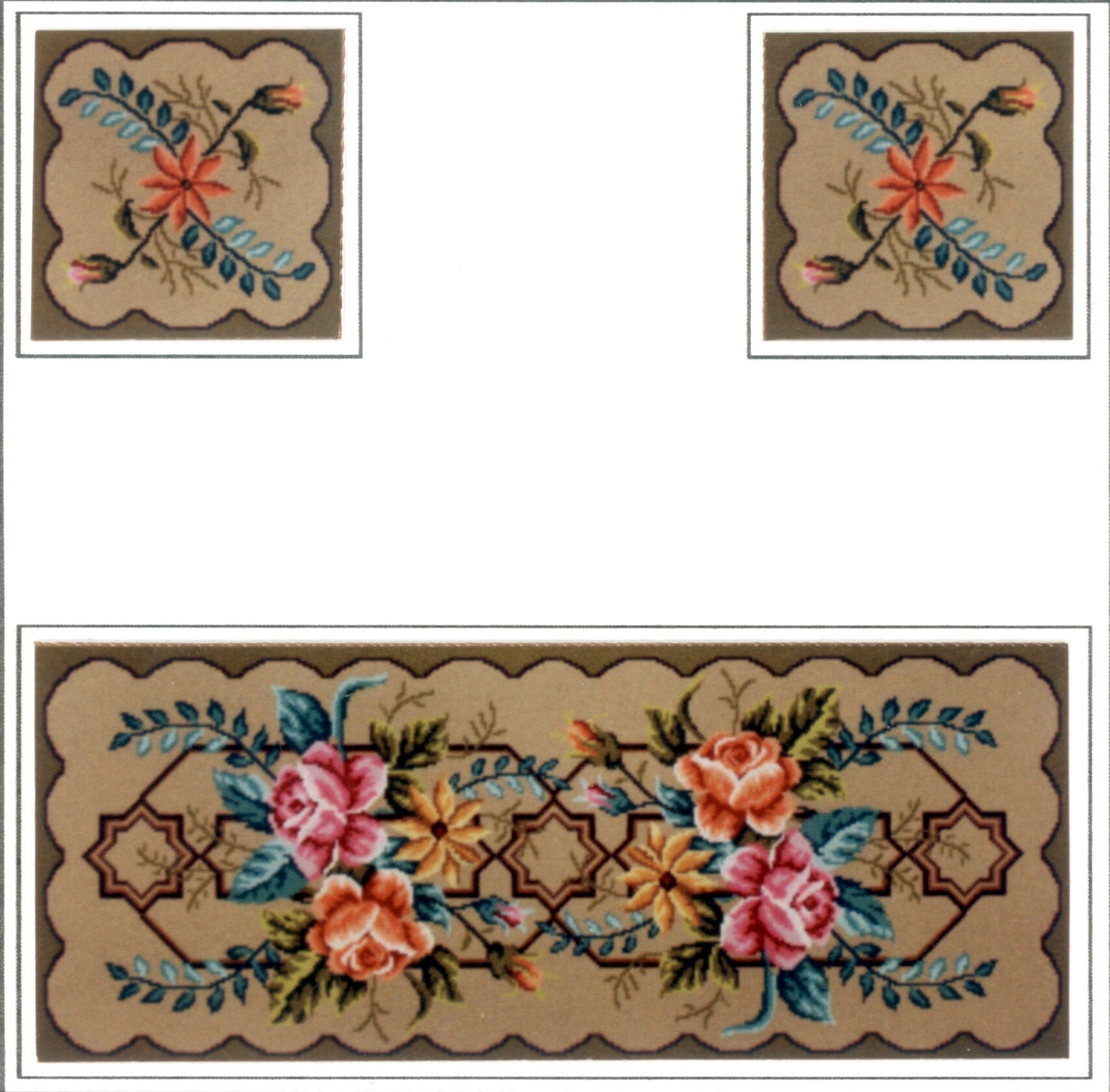 90x100 cm Gobelin Baskılı Döşemelik Goblen 0407