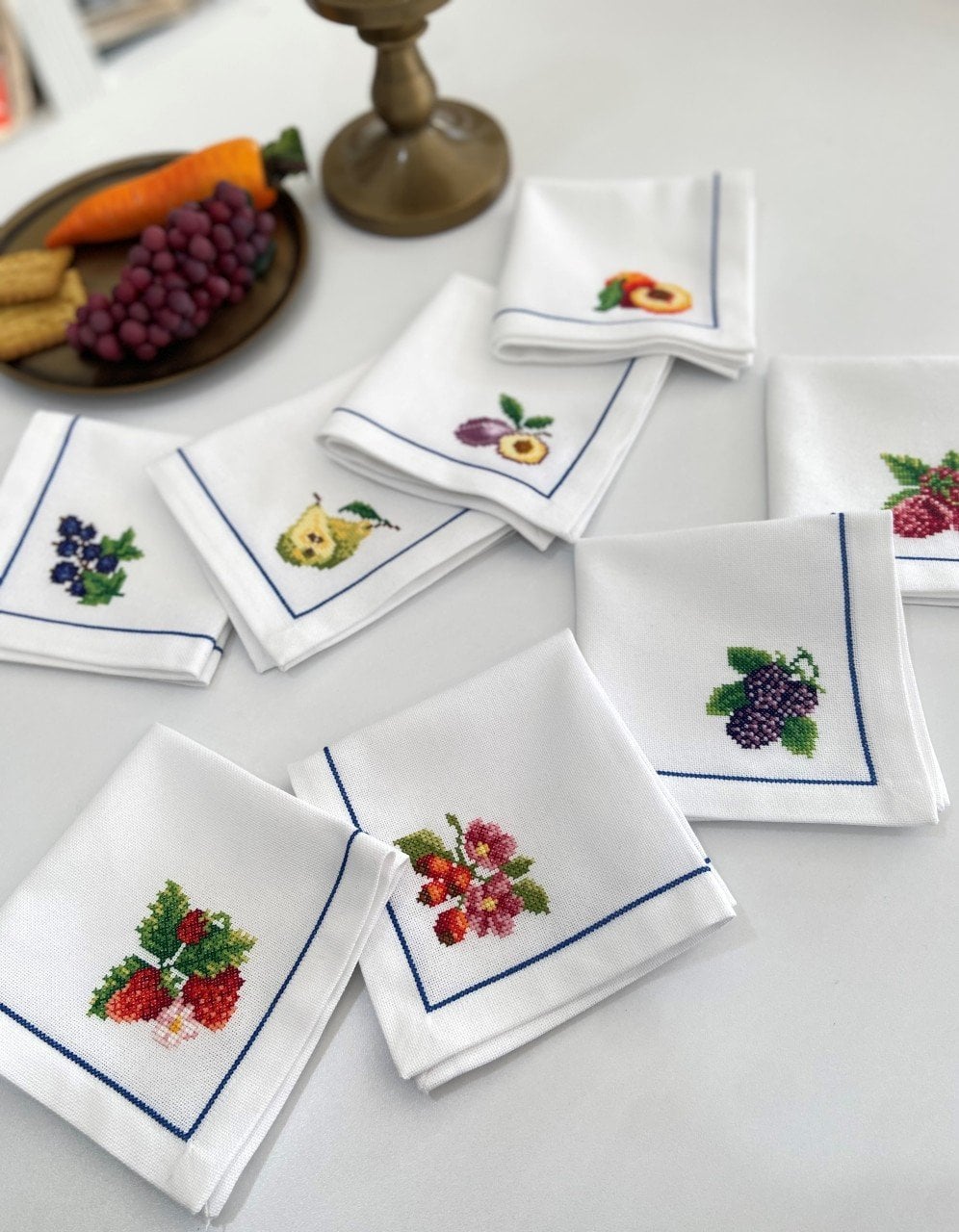 Sebze Meyve İşlemeli Peçete Malzeme Kiti 8 Adet