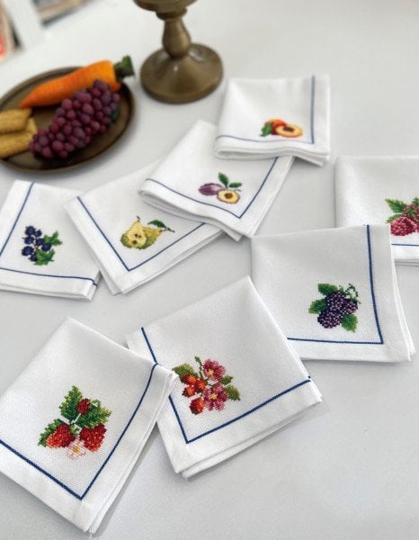 Sebze Meyve İşlemeli Peçete Malzeme Kiti 8 Adet