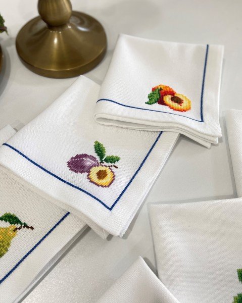 Sebze Meyve İşlemeli Peçete Malzeme Kiti 8 Adet