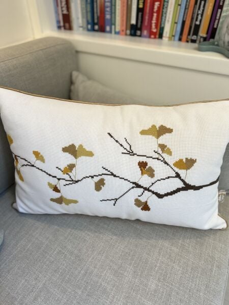Ginkgo Desenli Kanaviçe Yastık Malzeme Kiti