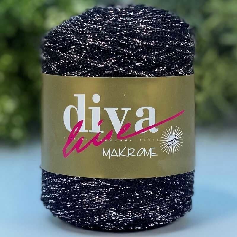 Diva Makrome İpi Simli 270G Siyah Gümüş