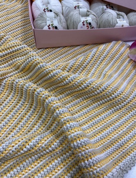 Basic Örgü Bebek Battaniye Kiti Sarı