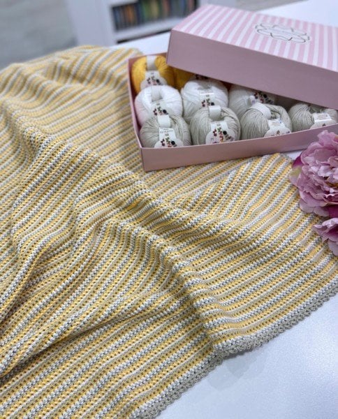 Basic Örgü Bebek Battaniye Kiti Sarı