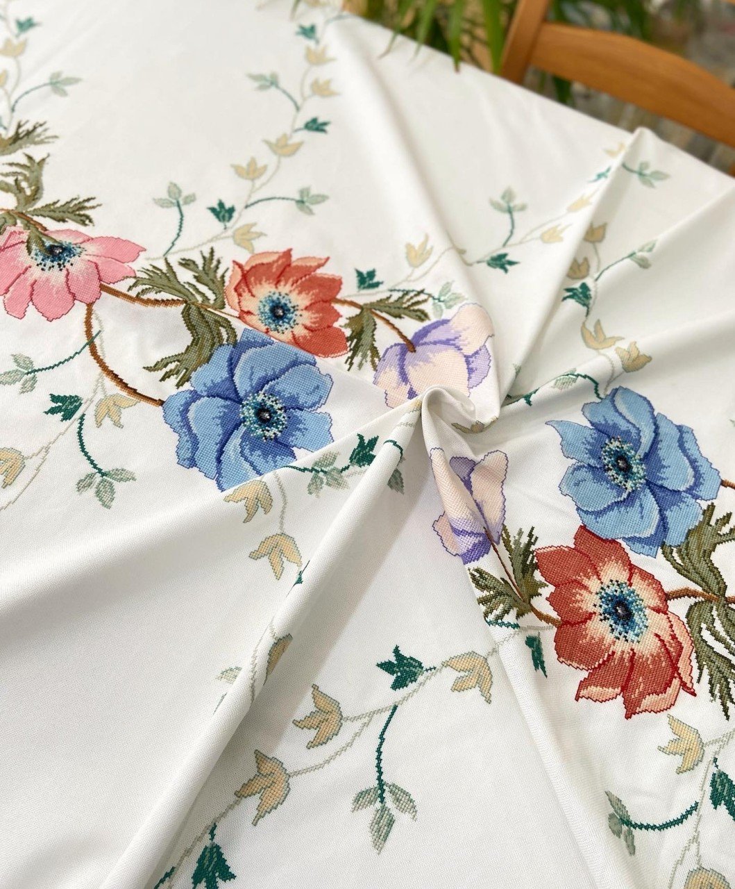 Çiçek Desenli Büyük Masa Örtü Malzeme Kiti