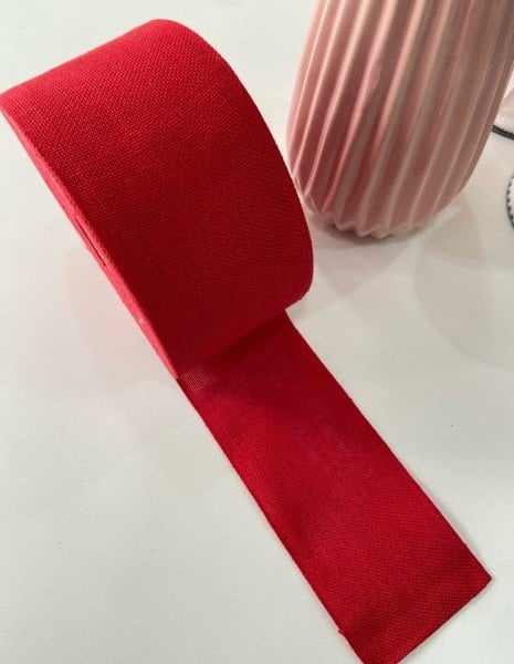 İşleme Keten Bordür 8 cm Kırmızı