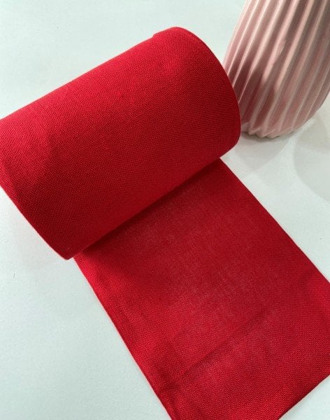 İşleme Keten Bordür 20 cm Kırmızı