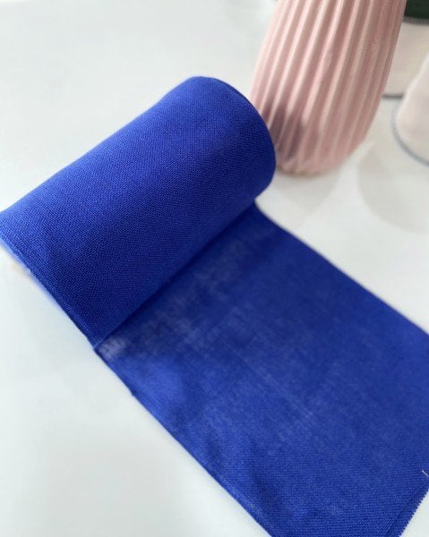 İşleme Keten Bordür 20 cm Mavi