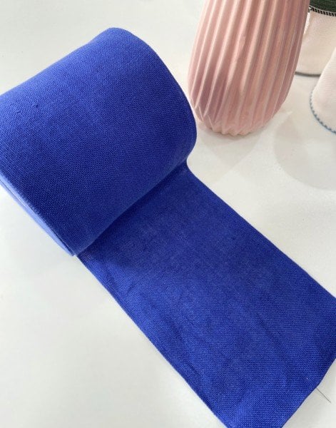 İşleme Keten Bordür 16 cm Mavi