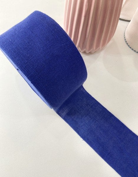 İşleme Keten Bordür 8 cm Mavi
