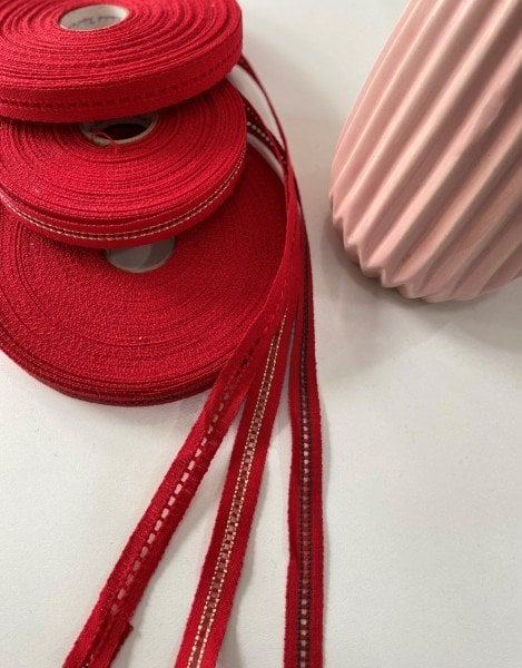Keten Bordür 2 cm Ajurlu Kırmızı