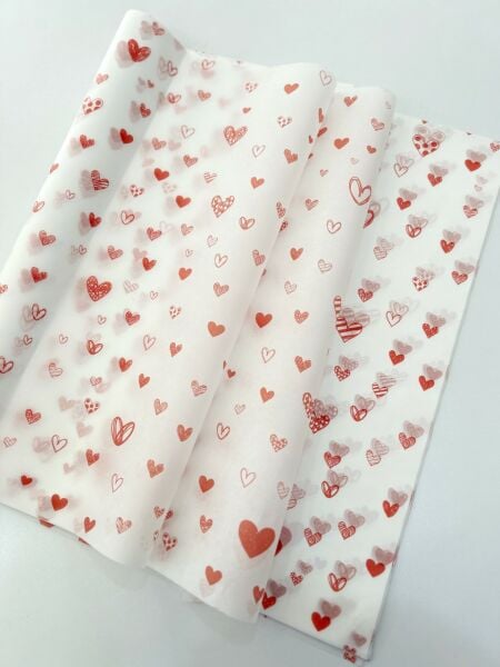 Pelur Paketleme Kağıdı 20 adet Kırmızı Kalp