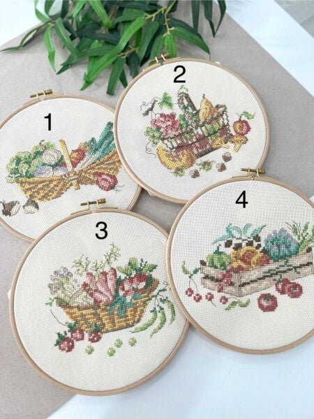 Meyve Sebze İşlemeli Kanaviçe Malzeme Kiti