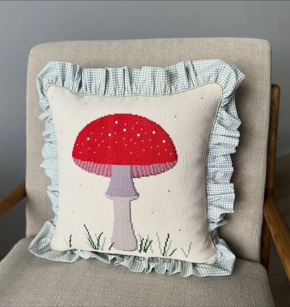 Mantar İşlemeli Yastık + Organizer Kanaviçe Malzeme Kiti