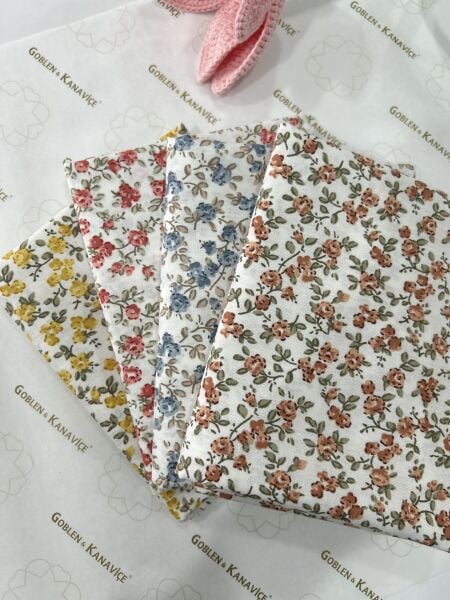 Desenli Poplin Kumaş Setleri 4 Parça (50x110cm) No:35