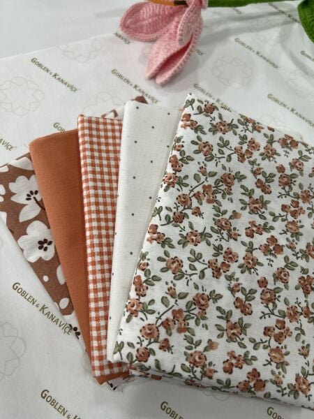 Desenli Poplin Kumaş Setleri 5 Parça (50x110cm) No:36
