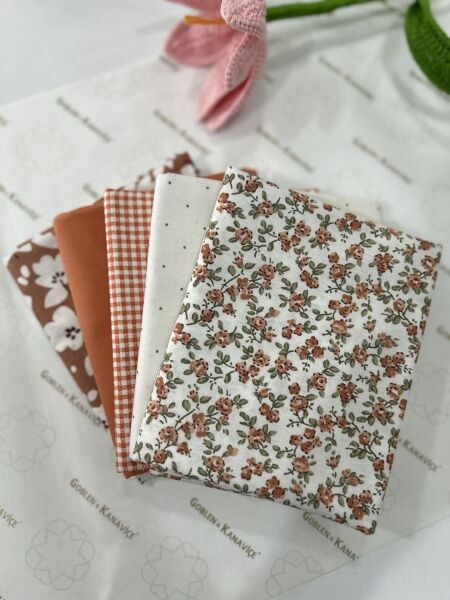 Desenli Poplin Kumaş Setleri 5 Parça (50x110cm) No:36