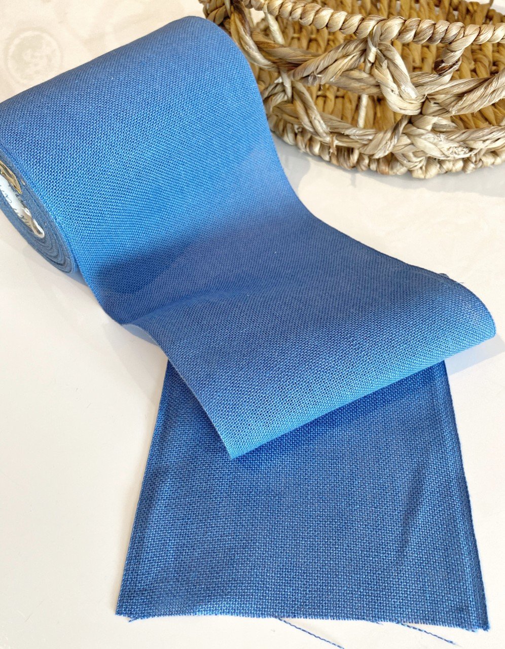 İşleme Keten Bordür 16 cm Açık Mavi Renk