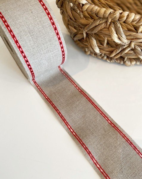 İşleme Keten Bordür 8 cm Toprak Ajurlu