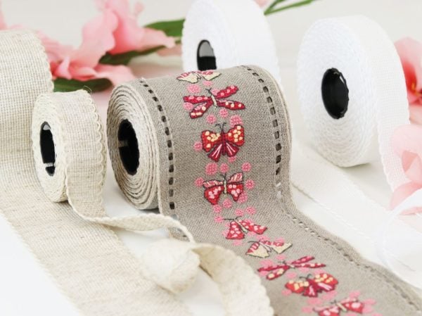 İşleme Keten Bordür 8 cm Toprak Ajurlu