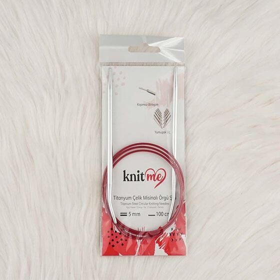 Knit-me Titanyum Çelik Misinalı Örgü Şişi 40 cm