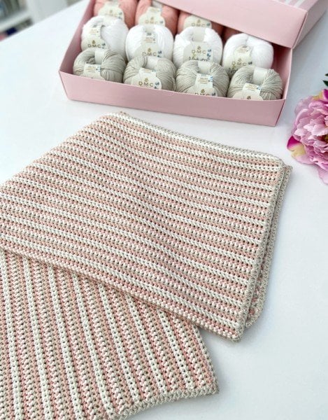 Basic Örgü Bebek Battaniye Kiti Pudra