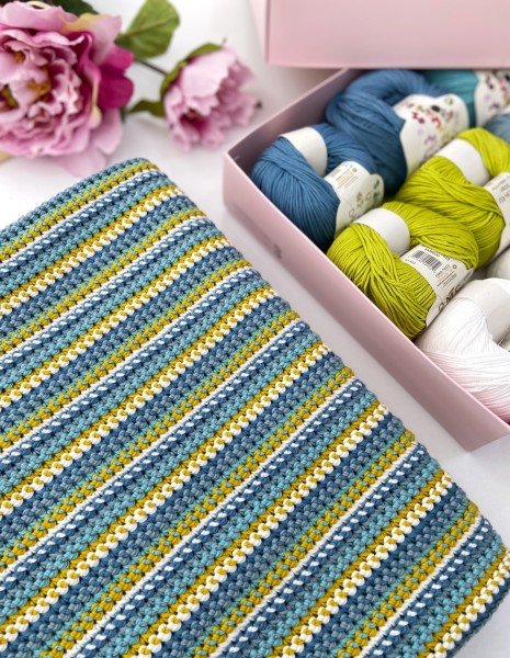 Basic Örgü Bebek Battaniye Kiti Mavi