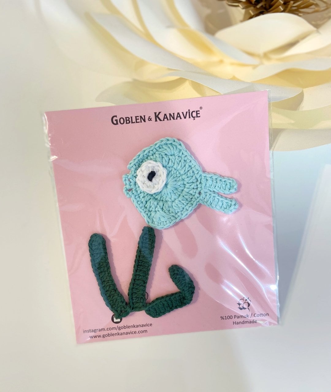 Motif Aplike Balık Mavi