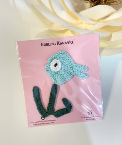 Motif Aplike Balık Mavi