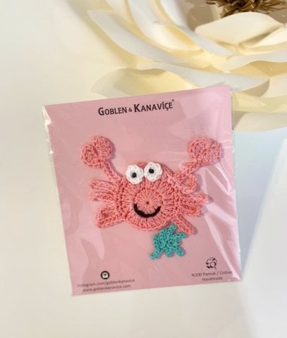 Motif Aplike Yengeç Pembe