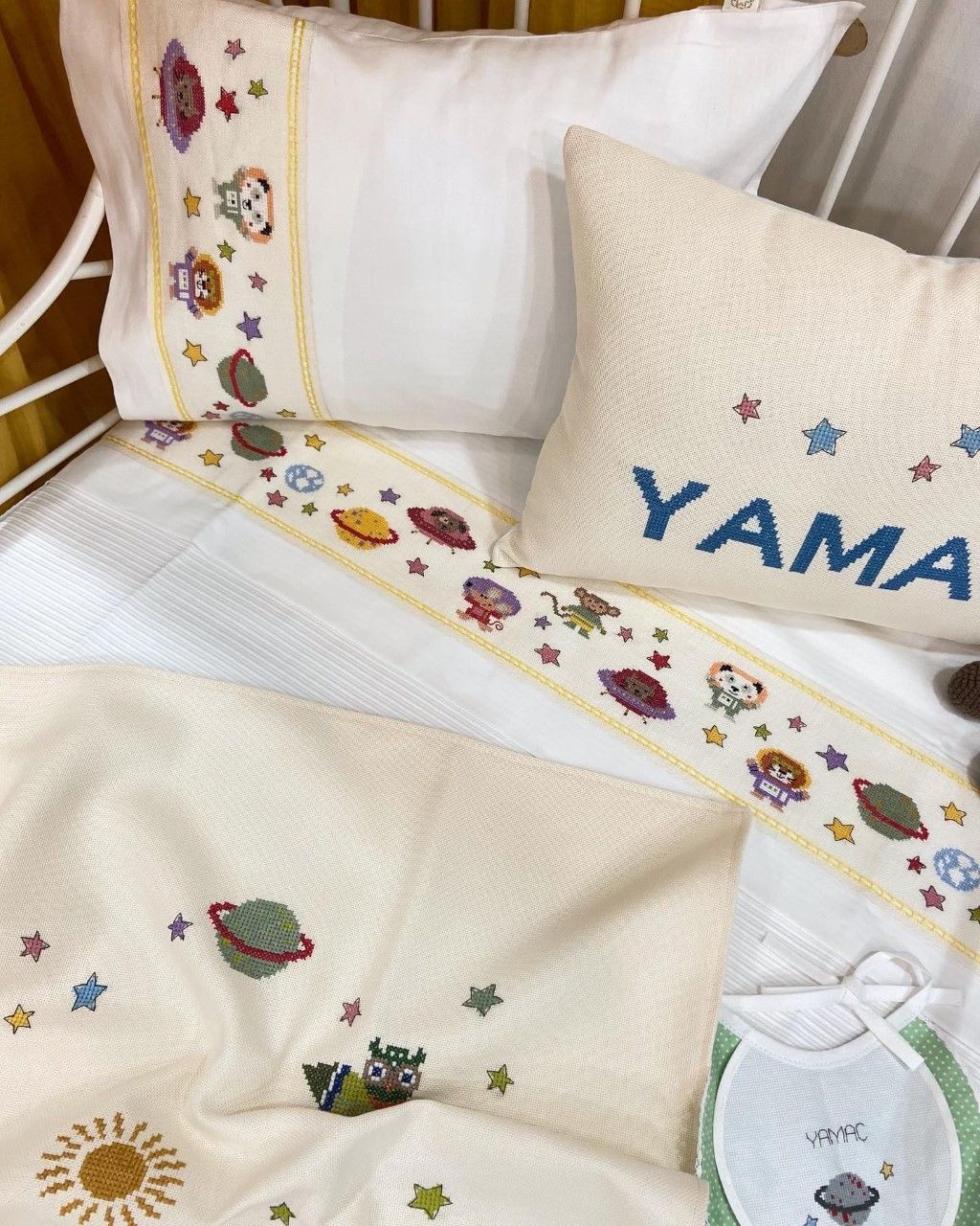 Uzay Temalı Bebek Pike Takımı Kanaviçe Malzeme Kiti