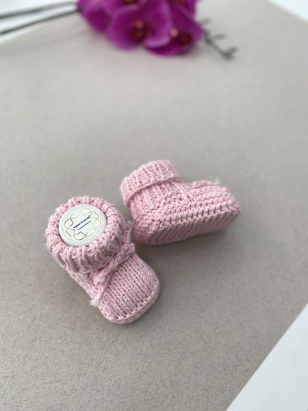 Örgü Bebek Patiği Pembe