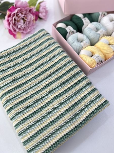 Basic Örgü Bebek Battaniye Kiti Yeşilli