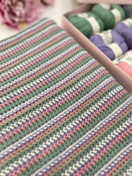 Basic Örgü Bebek Battaniye Kiti Lavantalı