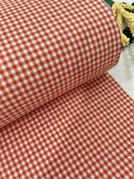 Ekose Koton Duck Kumaş Turuncu