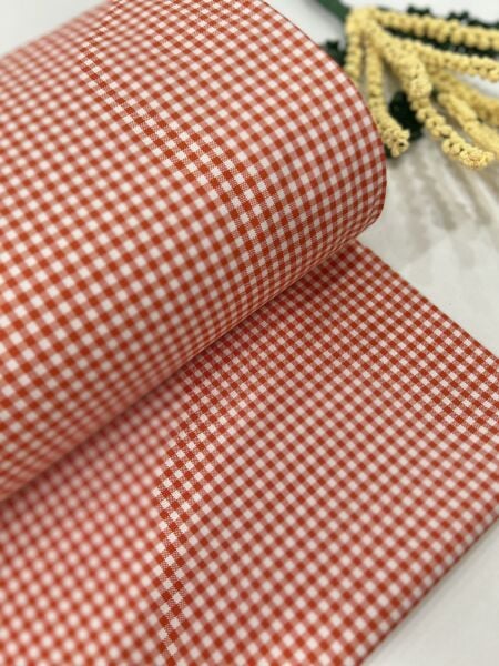 Ekose Koton Duck Kumaş Turuncu