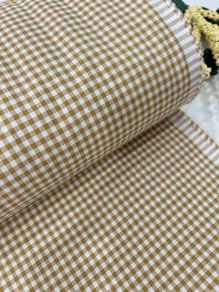 Ekose Koton Duck Kumaş Hardal