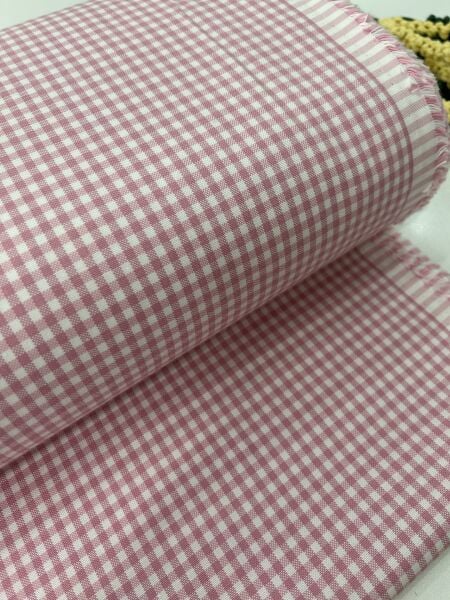 Ekose Koton Duck Kumaş Pembe