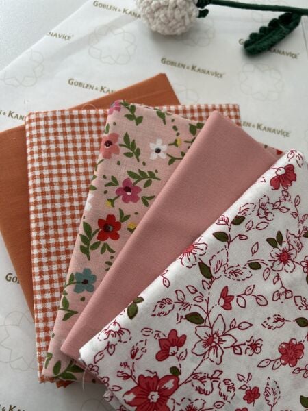 Desenli Poplin Kumaş Setleri 5 Parça (50x110cm) No:3