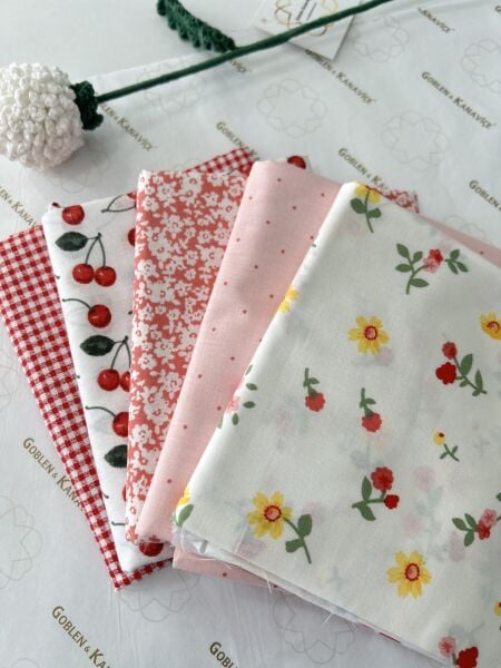 Desenli Poplin Kumaş Setleri 5 Parça (50x110cm) No:4