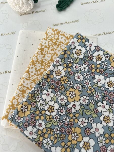 Desenli Poplin Kumaş Setleri 3 Parça (50x110cm) No:8