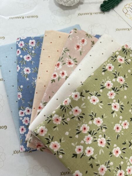 Desenli Poplin Kumaş Setleri 6 Parça (50x110cm) No:11