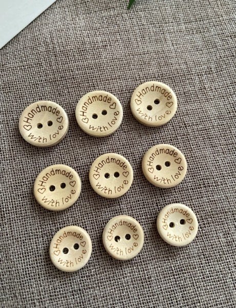 Handmade Yazılı Ahşap Düğme