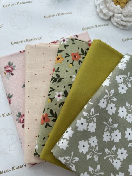 Desenli Poplin Kumaş Setleri 5 Parça (50x110cm) No:15