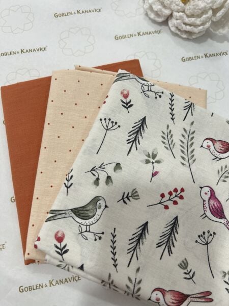 Desenli Poplin Kumaş Setleri 3 Parça (50x110cm) No:17