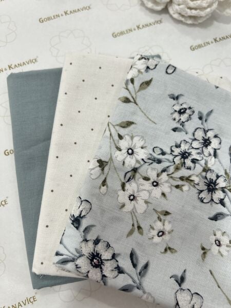 Desenli Poplin Kumaş Setleri 3 Parça (50x110cm) No:18