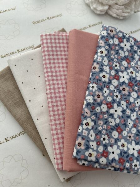 Desenli Poplin Kumaş Setleri 5 Parça (50x110cm) No:23