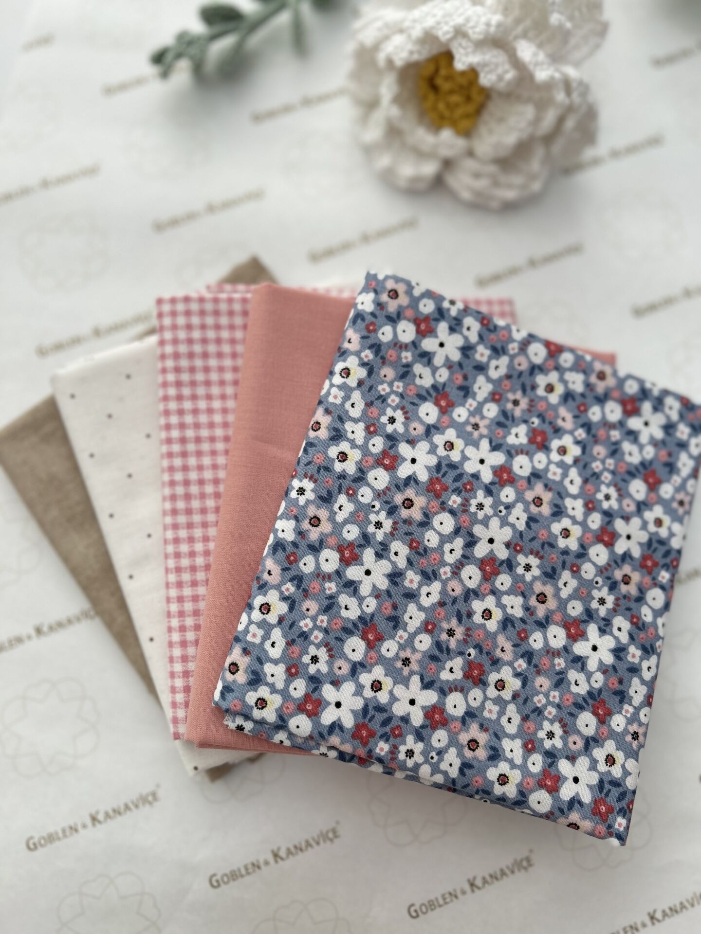 Desenli Poplin Kumaş Setleri 5 Parça (50x110cm) No:23